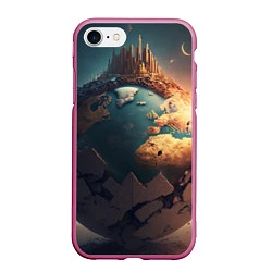 Чехол iPhone 7/8 матовый Чудесный мир и волшебный город, цвет: 3D-малиновый