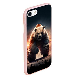 Чехол iPhone 7/8 матовый Медведь-танк, цвет: 3D-светло-розовый — фото 2