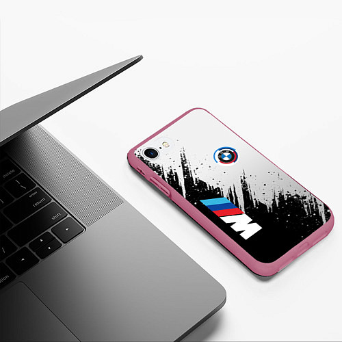 Чехол iPhone 7/8 матовый BMW - м комплектация / 3D-Малиновый – фото 3