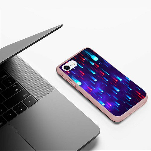 Чехол iPhone 7/8 матовый Neon rain / 3D-Светло-розовый – фото 3