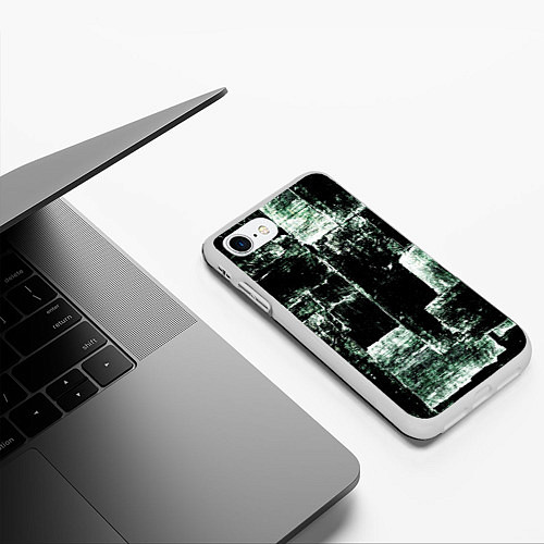Чехол iPhone 7/8 матовый Малахит / 3D-Белый – фото 3