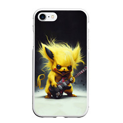 Чехол iPhone 7/8 матовый Rocker Pikachu, цвет: 3D-белый