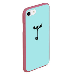 Чехол iPhone 7/8 матовый Ключик к замочку голубой, цвет: 3D-малиновый — фото 2