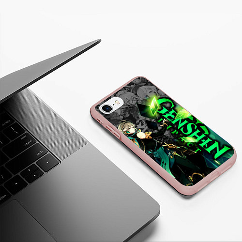 Чехол iPhone 7/8 матовый Геншин импакт - Аль-Хайтам / 3D-Светло-розовый – фото 3