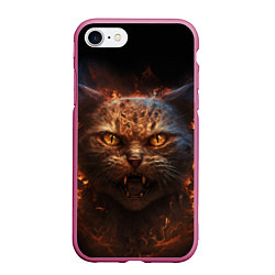 Чехол iPhone 7/8 матовый Огненный кот, цвет: 3D-малиновый