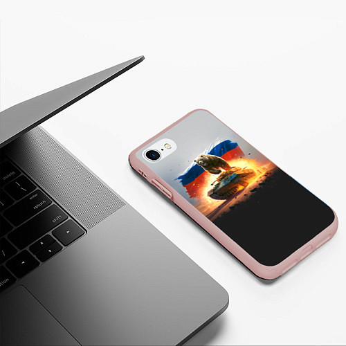 Чехол iPhone 7/8 матовый Медведь разрывает танк / 3D-Светло-розовый – фото 3