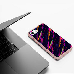 Чехол iPhone 7/8 матовый Глитч полосы, цвет: 3D-светло-розовый — фото 2