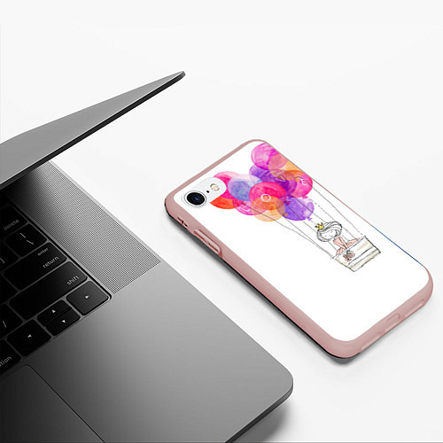 Чехол iPhone 7/8 матовый Улётная принцесса / 3D-Светло-розовый – фото 3