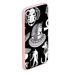 Чехол iPhone 7/8 матовый Египетские знаки на черном фоне, цвет: 3D-светло-розовый — фото 2