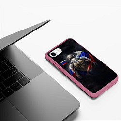 Чехол iPhone 7/8 матовый Космические паладины России, цвет: 3D-малиновый — фото 2