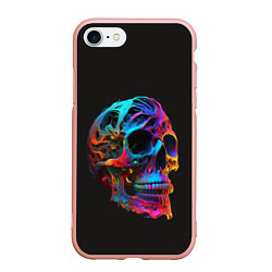 Чехол iPhone 7/8 матовый Неоновый череп, цвет: 3D-светло-розовый