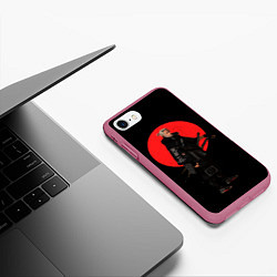 Чехол iPhone 7/8 матовый The Witcher Геральт самурай, цвет: 3D-малиновый — фото 2
