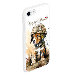 Чехол iPhone 7/8 матовый Милый щенок солдат, цвет: 3D-белый — фото 2