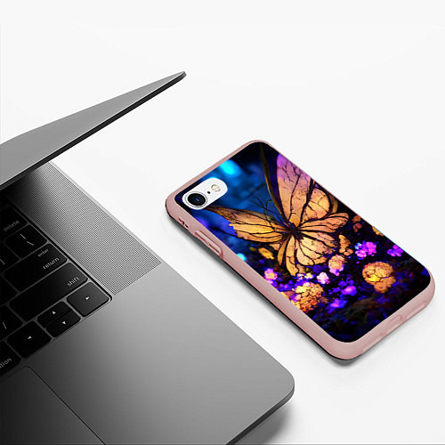 Чехол iPhone 7/8 матовый Цветок бабочка midjouney / 3D-Светло-розовый – фото 3
