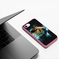 Чехол iPhone 7/8 матовый Капибара и голубой дым, цвет: 3D-малиновый — фото 2