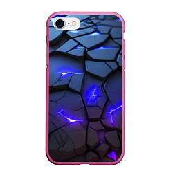 Чехол iPhone 7/8 матовый Светящаяся синяя лава, цвет: 3D-малиновый