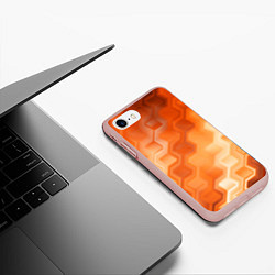 Чехол iPhone 7/8 матовый Золотисто-оранжевый туманный паттерн, цвет: 3D-светло-розовый — фото 2
