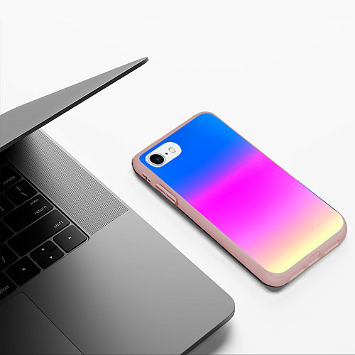 Чехол iPhone 7/8 матовый Неоновые краски космоса / 3D-Светло-розовый – фото 3