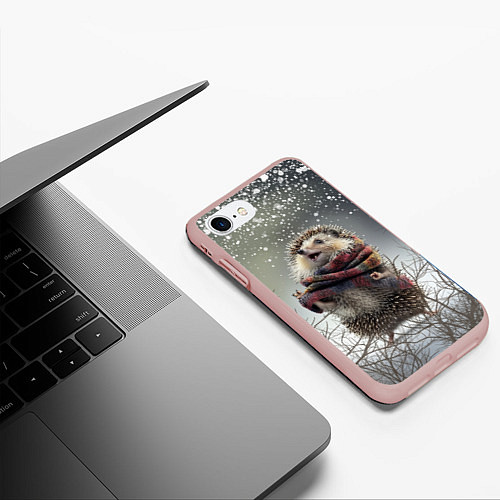 Чехол iPhone 7/8 матовый Радостный ежик / 3D-Светло-розовый – фото 3