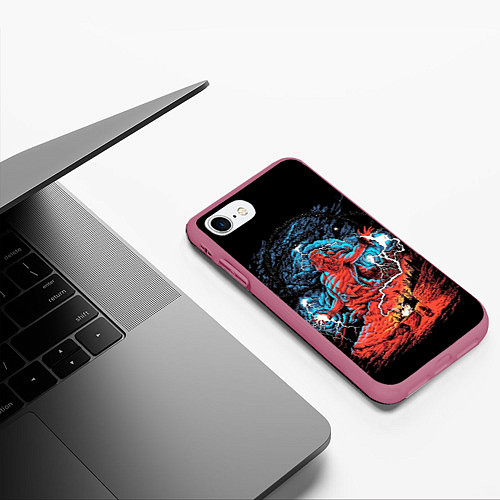 Чехол iPhone 7/8 матовый Перун бог громовержец / 3D-Малиновый – фото 3