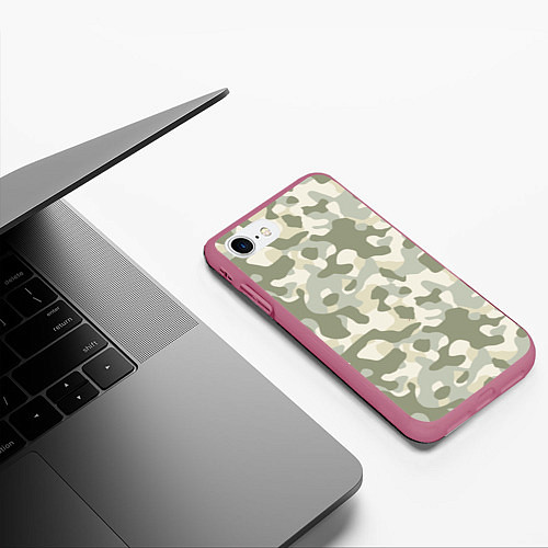 Чехол iPhone 7/8 матовый Светлый Африканский камуфляж / 3D-Малиновый – фото 3