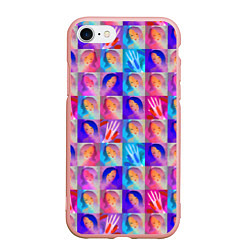 Чехол iPhone 7/8 матовый Клетчатый узор с девушками, цвет: 3D-светло-розовый
