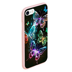 Чехол iPhone 7/8 матовый Неоновые дикие бабочки, цвет: 3D-светло-розовый — фото 2