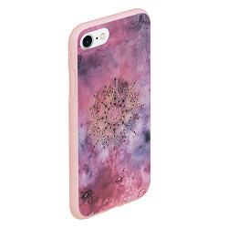 Чехол iPhone 7/8 матовый Мандала гармонии, фиолетовая, космос, цвет: 3D-светло-розовый — фото 2