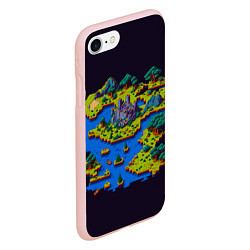 Чехол iPhone 7/8 матовый Пиксельный остров и замок, цвет: 3D-светло-розовый — фото 2