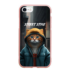 Чехол iPhone 7/8 матовый Street cat, цвет: 3D-светло-розовый