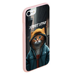 Чехол iPhone 7/8 матовый Street cat, цвет: 3D-светло-розовый — фото 2