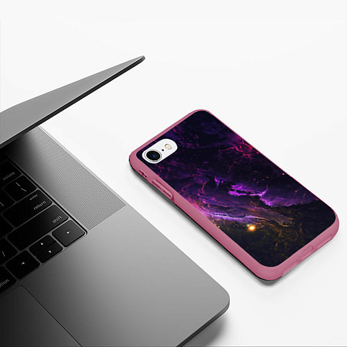 Чехол iPhone 7/8 матовый Неоновое пространство космоса / 3D-Малиновый – фото 3