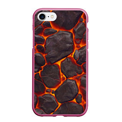 Чехол iPhone 7/8 матовый Каменная лава, цвет: 3D-малиновый