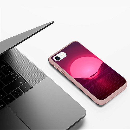 Чехол iPhone 7/8 матовый Неоновый закат / 3D-Светло-розовый – фото 3