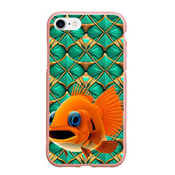 Чехол iPhone 7/8 матовый Сказочная золотая рыбка, цвет: 3D-светло-розовый