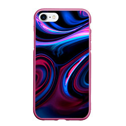 Чехол iPhone 7/8 матовый Разводы красок и бензина неоновый, цвет: 3D-малиновый