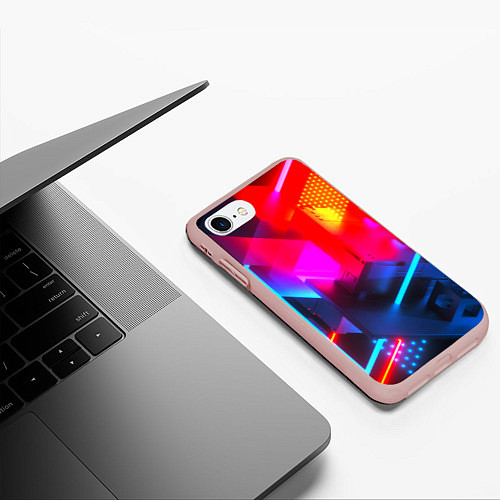 Чехол iPhone 7/8 матовый Neon stripes color / 3D-Светло-розовый – фото 3