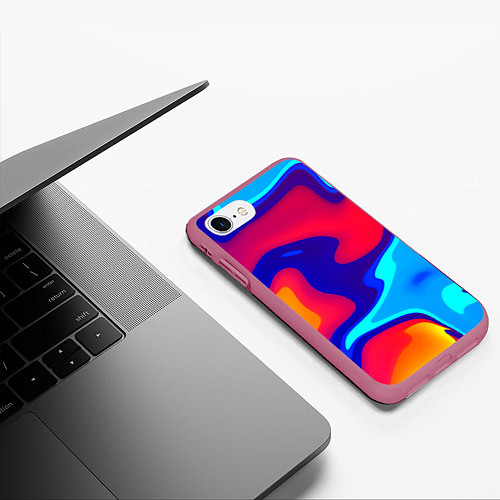 Чехол iPhone 7/8 матовый Смесь красок ультрафиолет / 3D-Малиновый – фото 3