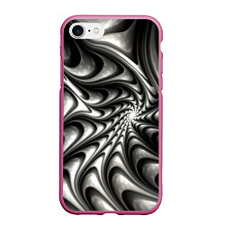 Чехол iPhone 7/8 матовый Abstract fractal grey, цвет: 3D-малиновый