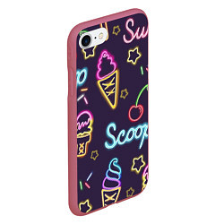 Чехол iPhone 7/8 матовый Неоновые надписи sweet scoop, цвет: 3D-малиновый — фото 2