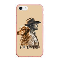 Чехол iPhone 7/8 матовый Человек и собака - friends, цвет: 3D-светло-розовый