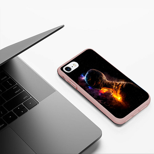 Чехол iPhone 7/8 матовый Инопланетянин в космическом пространстве / 3D-Светло-розовый – фото 3