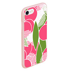 Чехол iPhone 7/8 матовый Абстракция круги и зеленый лист, цвет: 3D-светло-розовый — фото 2