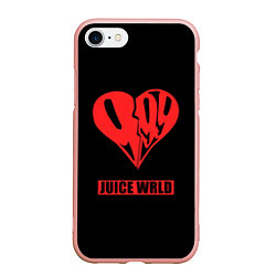 Чехол iPhone 7/8 матовый Juice WRLD - heart, цвет: 3D-светло-розовый