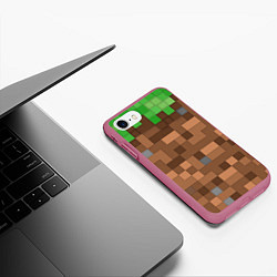 Чехол iPhone 7/8 матовый Блоки майнкрафта, цвет: 3D-малиновый — фото 2