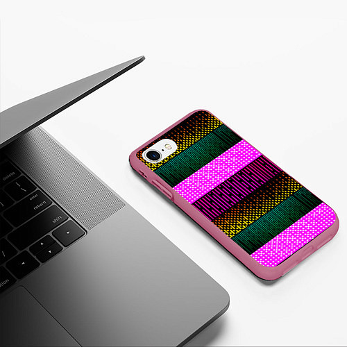 Чехол iPhone 7/8 матовый Patterned stripes / 3D-Малиновый – фото 3