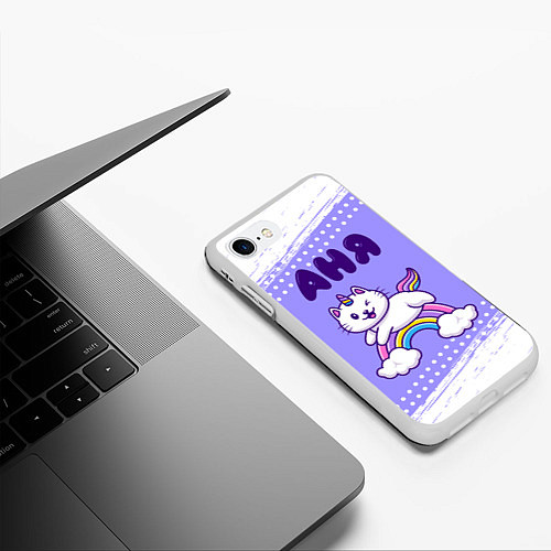 Чехол iPhone 7/8 матовый Аня кошка единорожка / 3D-Белый – фото 3