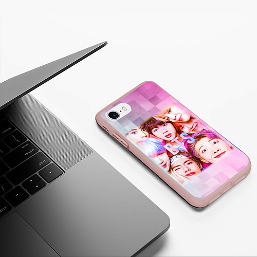 Чехол iPhone 7/8 матовый BTS K-pop / 3D-Светло-розовый – фото 3