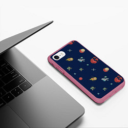 Чехол iPhone 7/8 матовый Паттерн - космос, цвет: 3D-малиновый — фото 2