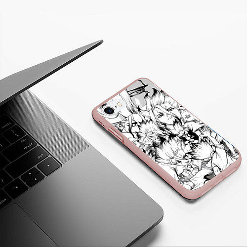 Чехол iPhone 7/8 матовый Исигами Сенку - Доктор Стоун / 3D-Светло-розовый – фото 3